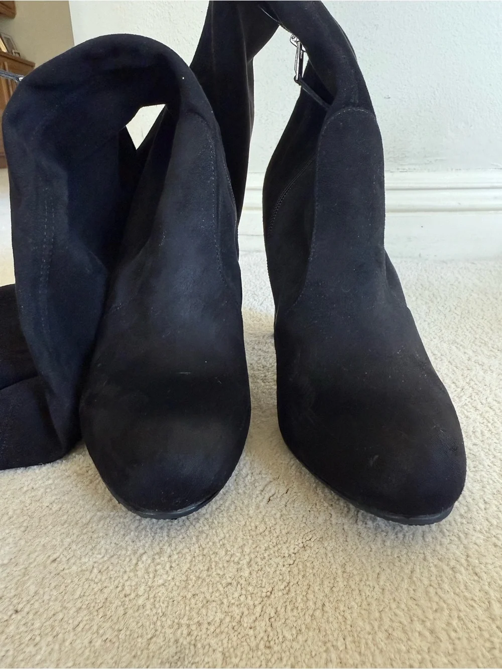 Sam Edelman Black “KENT” Over-the-Knee Suede High Block Heel Boots